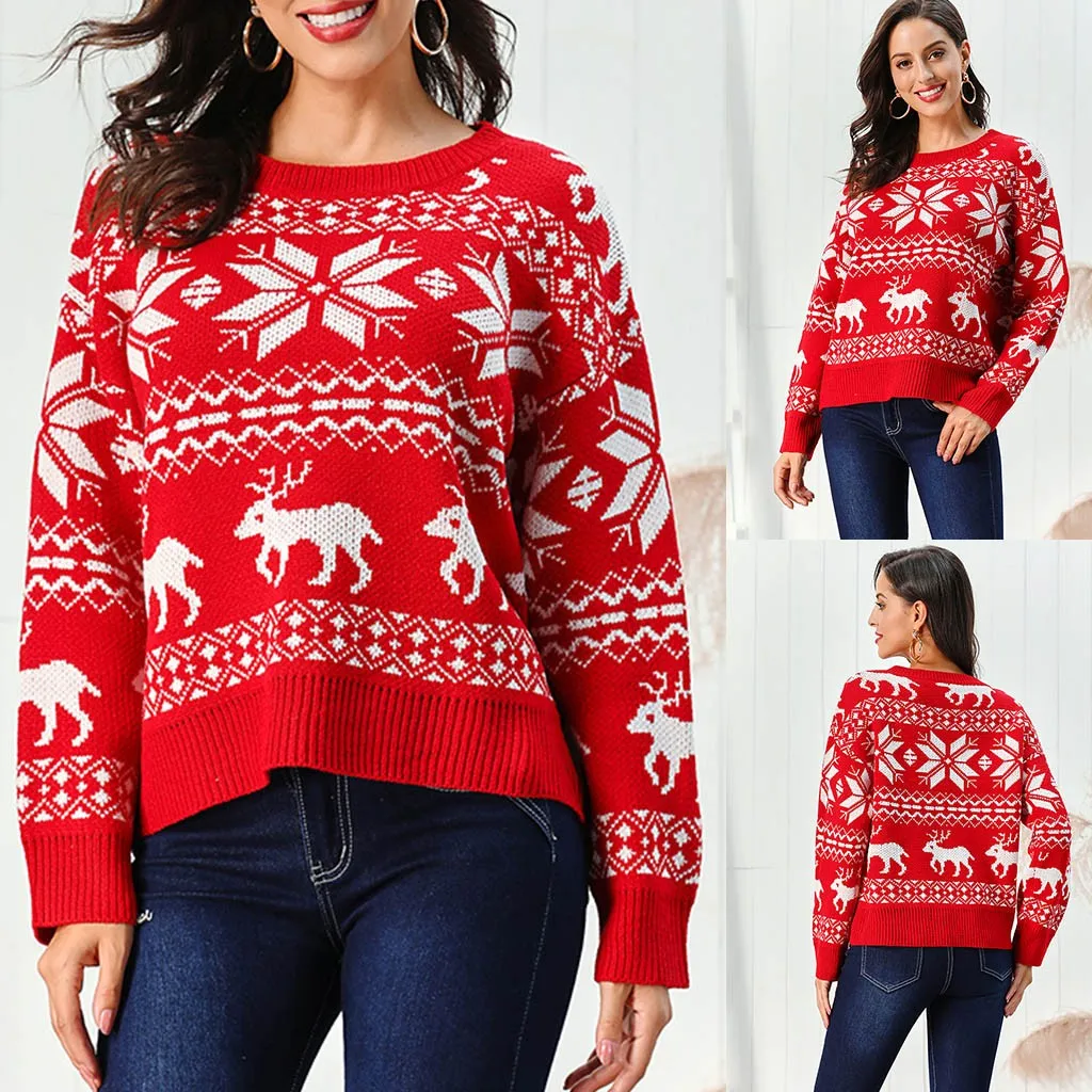 2018 Women Lady Jumper Sweater Pullover Tops Coat Christmas Winter Womens Ladies Warm Brief Sweaters Clothing | Женская одежда