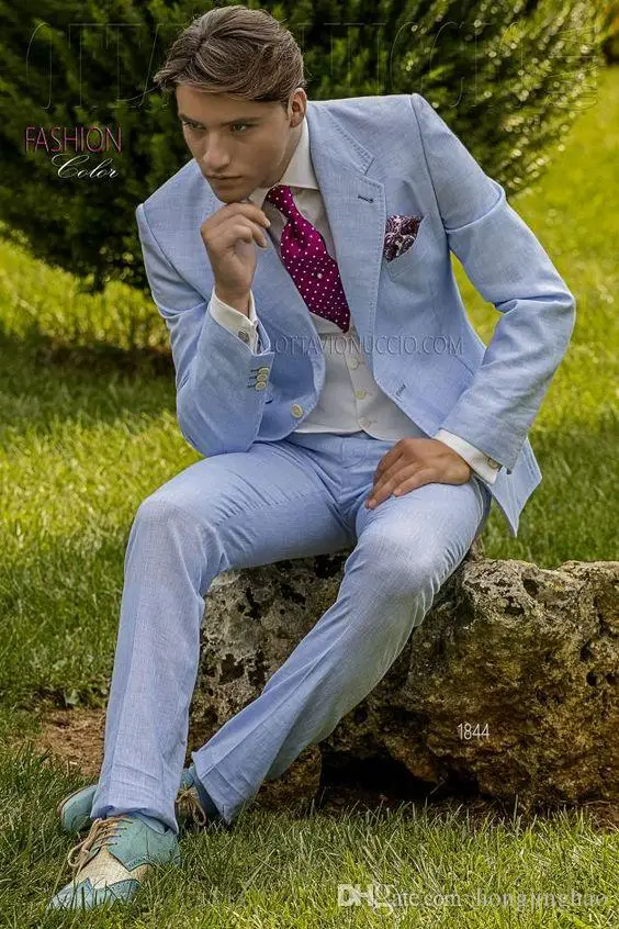 

Handsome Cotton Side Vent Wedding Tuxedos Suits Bridal Prom Dinner Best Man Classic Fit 2 Pieces (Jacket + Pant)