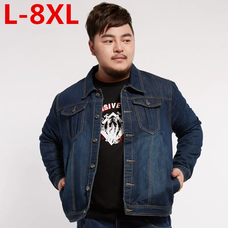 Мужское джинсовое пальто синяя куртка больших размеров 8XL 7XL 6XL 5XL 4XL 3XL | Мужская
