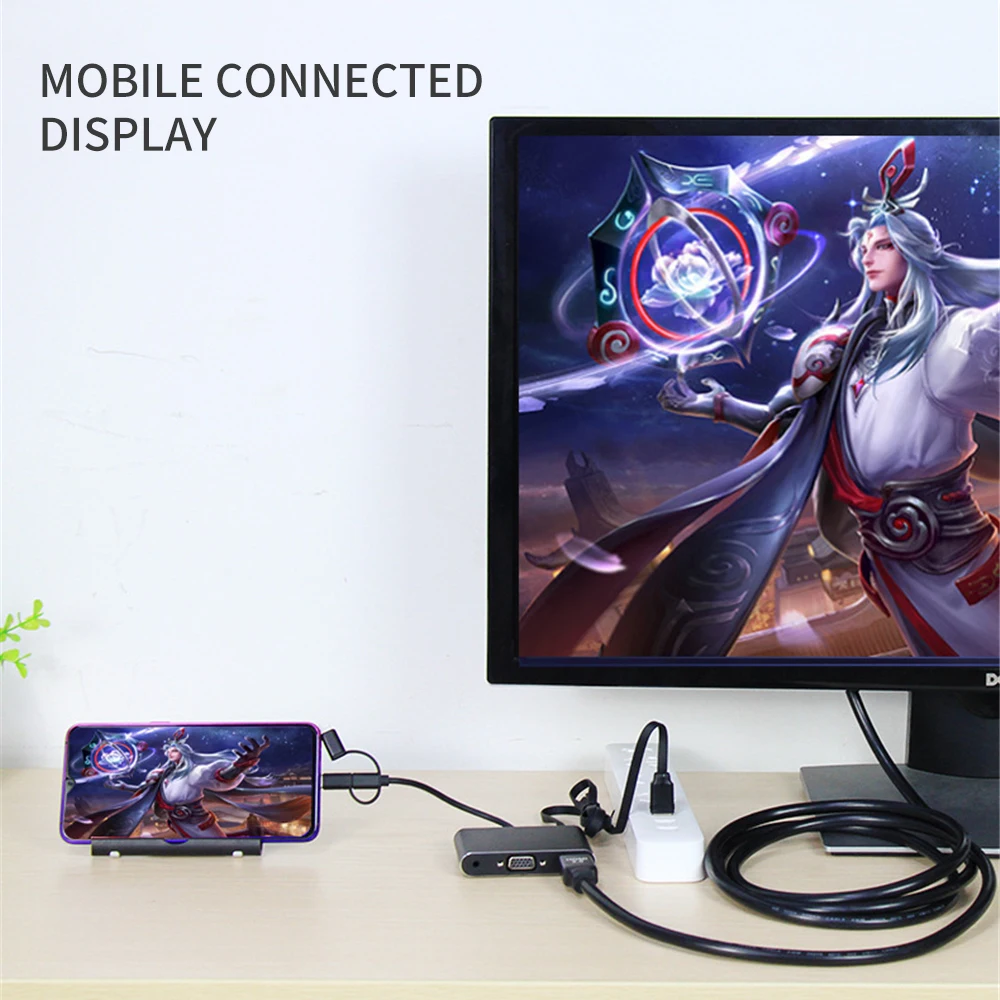 3 в 1 VGA HDMI адаптер кабель проекционный экран адаптер для IPhone 11 Pro Max XS XR для huawei P20 P30 IOS type C Android к телевизору
