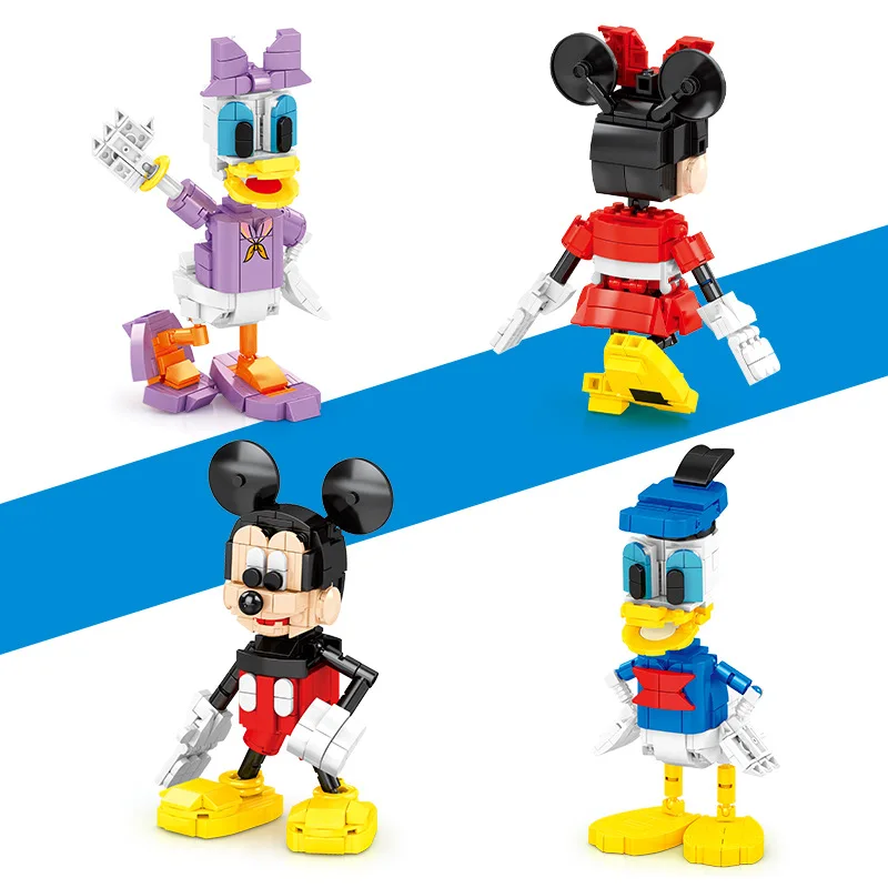 

Movie Disneylys 1130PCS Cartoon 4PCS Anime figures model building block Daisy Minnie Donald Duck Mickey Mouse toy