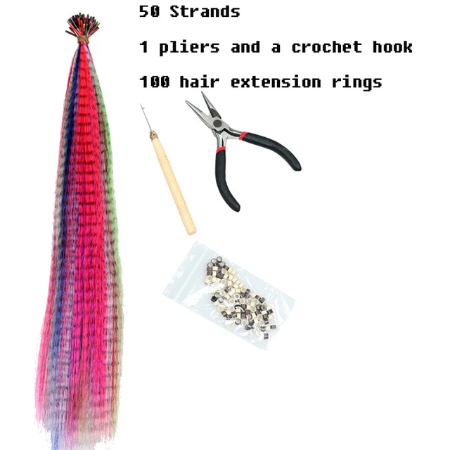 Feather  hair Colored Strands of Hair Extension False Rainbow Overhead Fake Coloring feather for Hair Synthetic 15