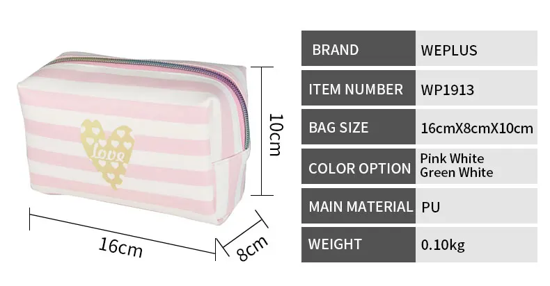 WEPLUS Женская полиуретановая косметичка розового и зеленого цвета, косметичка, сумочка, сумки для туалетных принадлежностей, дорожные аксессуары, органайзеры, лазерная молния