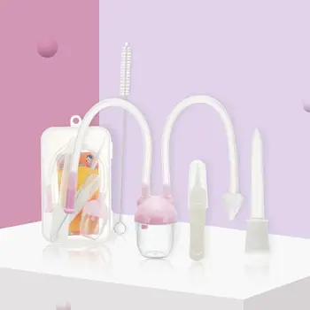 

5Pcs/Set Mouth Suction Nasal Aspirator Feeding Device Nose Clip Straw Brush PP box Set for Baby Infant