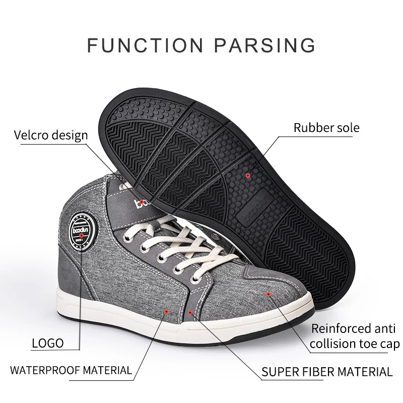 Motorcycle Shoes Motorcycle Rain Boots Motorcycle Boots Boodun Waterproof Motorcyclist Boots Summer Women Motorcycle Shoes Casual Gray Men's Sneakers Microfiber Motorcycle Supplies