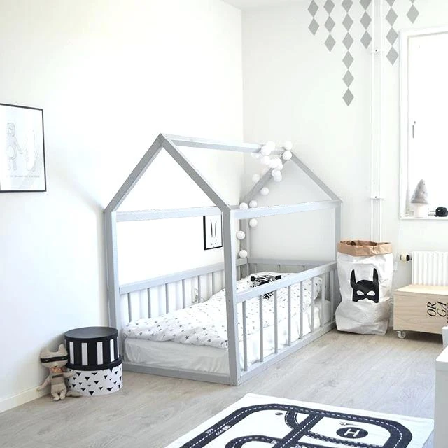 

JAPAN DEAL - 1 IN-STOCK ONLY - HANDMADE WOODEN BED FRAME WITH FENCES & WHITE PAINTING