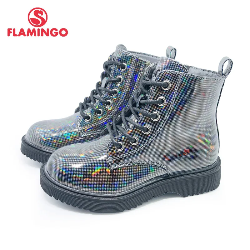 FLAMINGO Russian brand autumn/winter fashion kids boots high quality Bright leather anti-slip kids shoes for girl 202B-Z23-2127