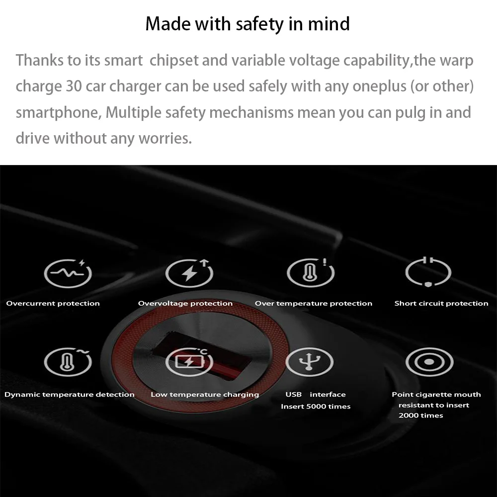 Оригинальное автомобильное зарядное устройство Oneplus Warp Charge 30 5V = 6A Max для Oneplus 7 7T Pro/Normal QC для Oneplus 3/3T/5/5 T/6/6 T/7