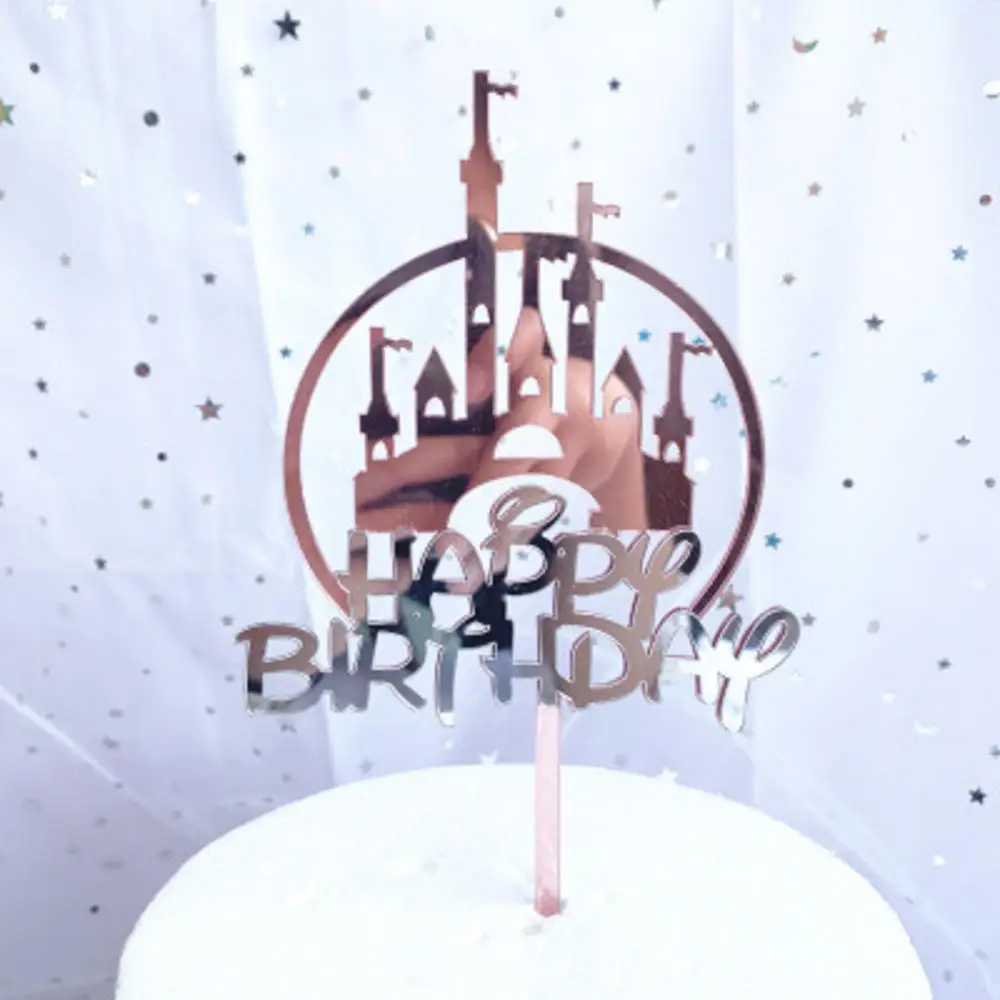 3 шт./компл. Персонализированные Акриловые ''Happy Birthday'' торт фигурки жениха и невесты; цвет розовый; круглый носок; двойной Слои любовь Семья вечерние банок принадлежности подарок любимым