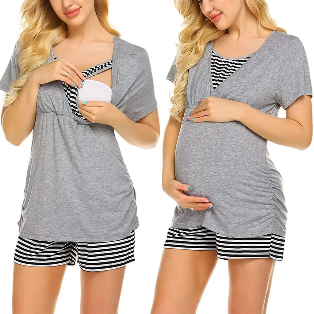 Ropa de maternidad Camiseta de manga larga de embarazo para mujer Camisetas de pingüino de dibujos animados camiseta de embarazo ropa de mujer Pergnancy