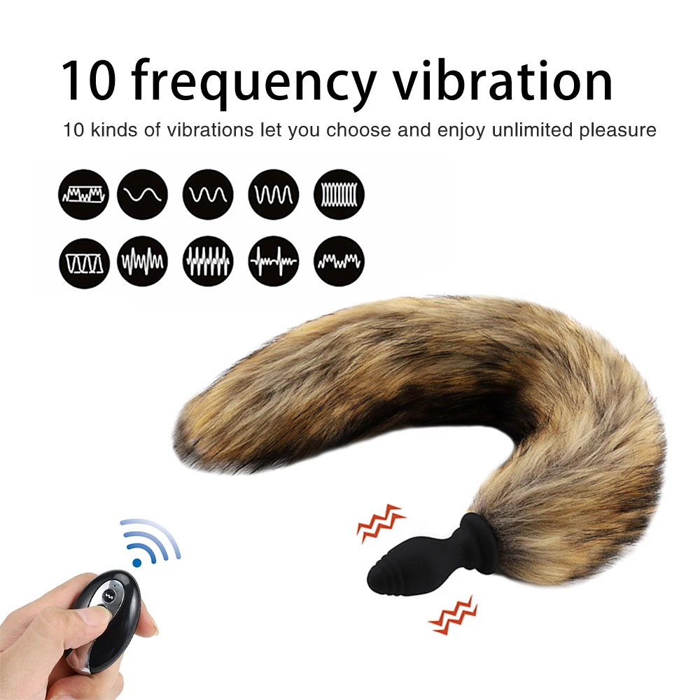 Remote Fox Wireless Tail Plug anale Giochi per adulti 10 velocità Vibrante Butt Plug Stimolatore ano per coppie F_voghion.com