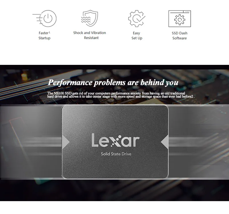 Lexar NS100 SSD 128 ГБ/256 ГБ/512 ГБ SATA III 2,5 дюймов Внутренний твердотельный накопитель на жестком диске HD 550 МБ/с. данных видео фото ПК