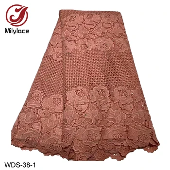 

African Cord Lace Fabric Wholesales 2019 Nigerian Laces Guipure Lace Fabric Roses Embroidery for Wedding /party Dress WDS-38