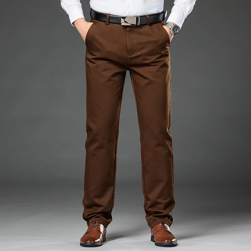 Men Pants Men's Fashion Classic Casual Loose Straight Trousers Mens Cotton Business Middle-aged Long pants Male Plus Size 28~42