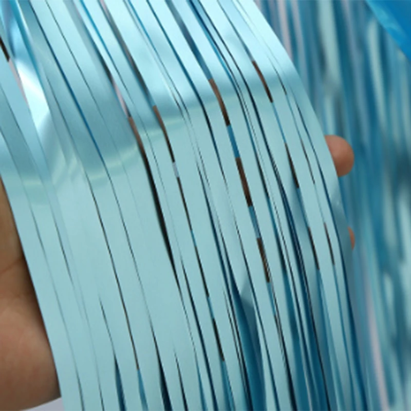 2Pcs 3Ft x 8Ft Light Blue Silky Striped Curtains Birthday Wedding Engagement Bride Wedding Photography Props Baby Shower Celebra