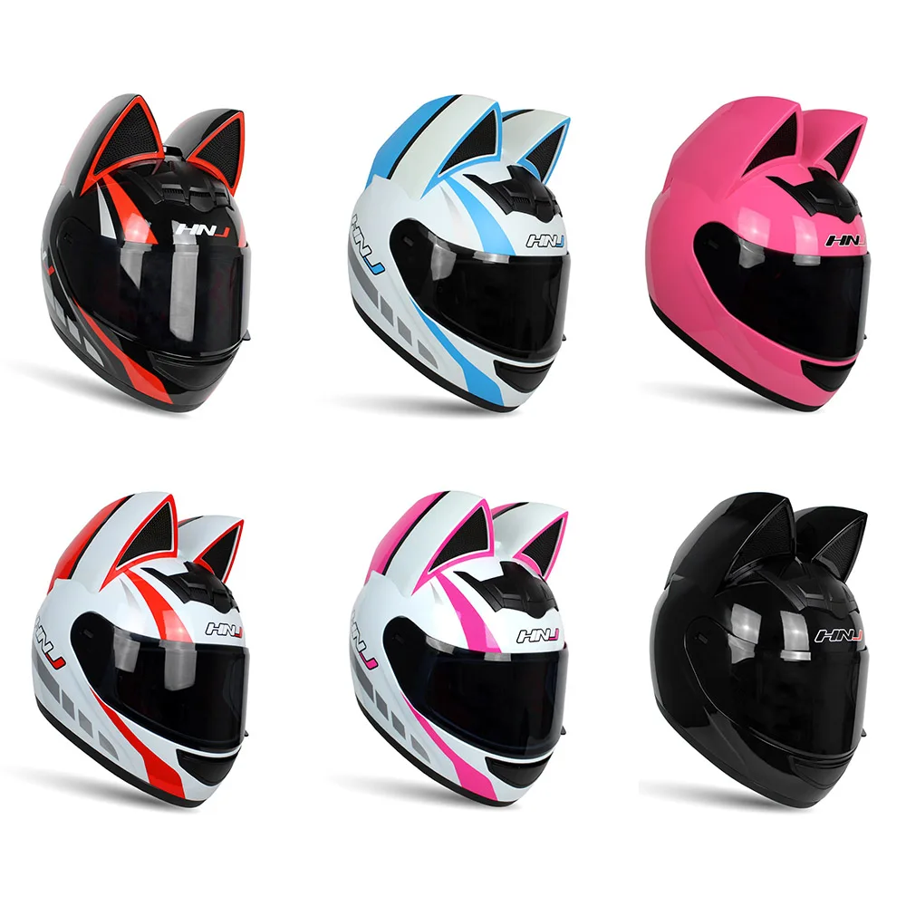 Casco Moto donna Casco integrale Moto Casco Motocross Moto equitazione con  personalità orecchie di gatto 8 colori per 4 stagioni - AliExpress