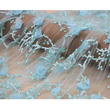 Вышивка 3D цветок кружева тканевые салфетки, женское свадебное платье ткань для DIY шитья Материал синий цвет африканская ткань марля ткань