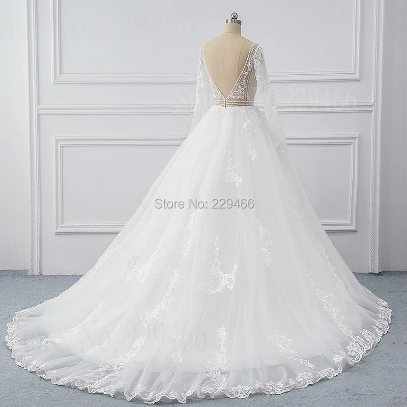 Новое свадебное платье трапециевидной формы роскошное бисер Кристалл vestido de noiva Иллюзия брак сексуальное свадебное платье на заказ; длинное платье
