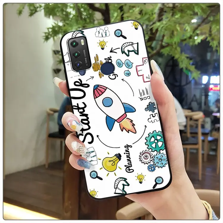 Anti-dust Durable Phone Case For TCL 20E/20Y/6125F New Anti-knock Cute Back Cover Cartoon TPU cell phone pouch with strap
