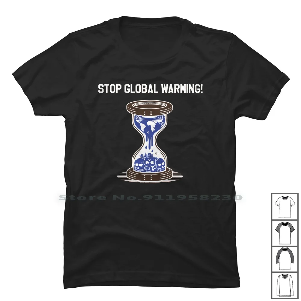 Stop Global Warming ( Skull ) T Shirt 100% Cotone Warming Cartoon Global Comic Skull Movie Warm Tage Stop Game War Arm