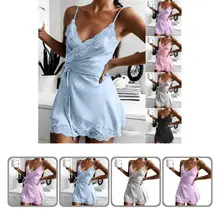 

Charming Sleepwear Backless Smooth Solid Color Strap Nightdress Lady Nightie Dress Women Nightdress