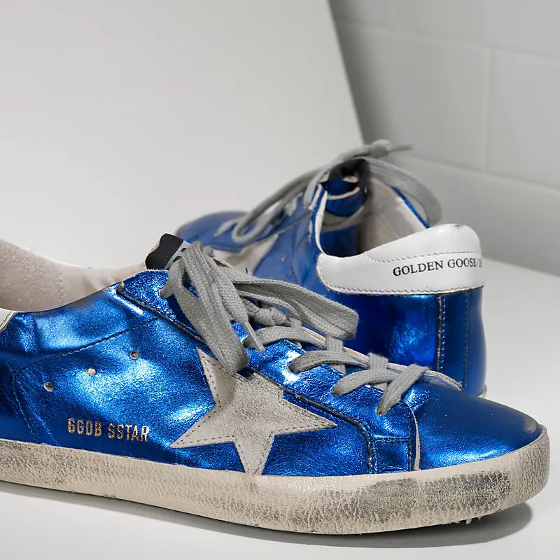 Кроссовки ggdb SUPER STAR Пелле е Стелла в CAMOSCIO синий Ламинированный Белый