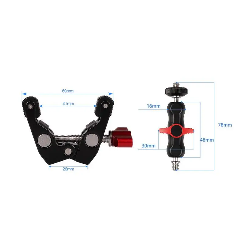  Slr Camera Magic Arm Double Hot Shoe Ball Head Crab Claw Clip Universal Monitor Bracket Ball Head C