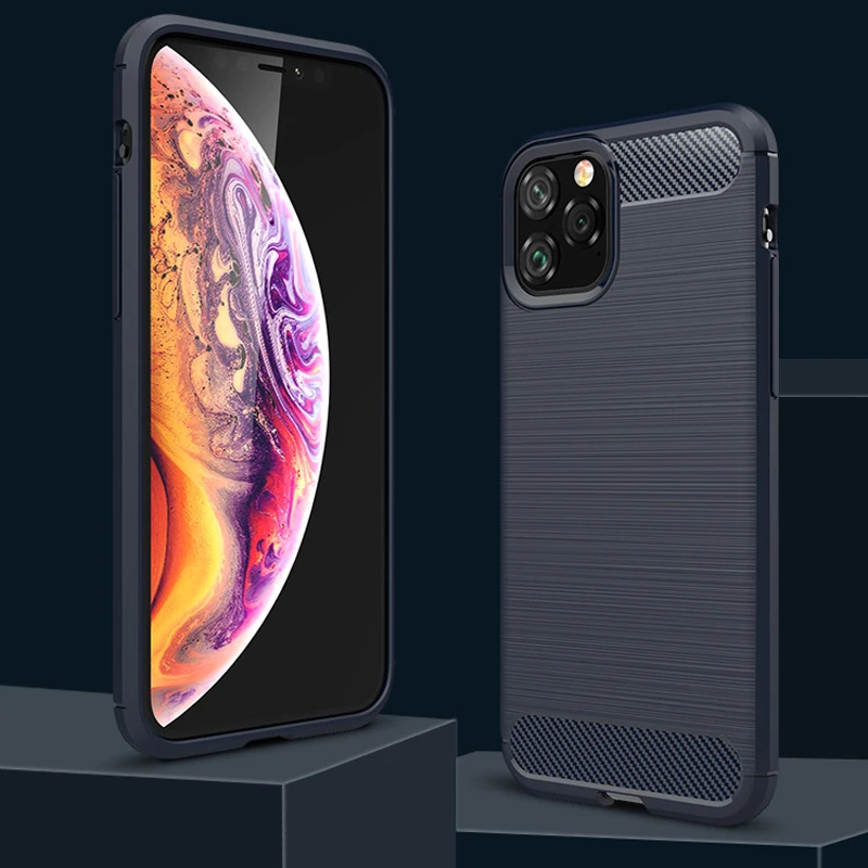 

luxury Phone Case for iPhone 11 Soft Silicone Cover for iPhone11pro x xsmax 6 7 8 XR for iphone 7 8 6S plus carbon fiber 5 5s