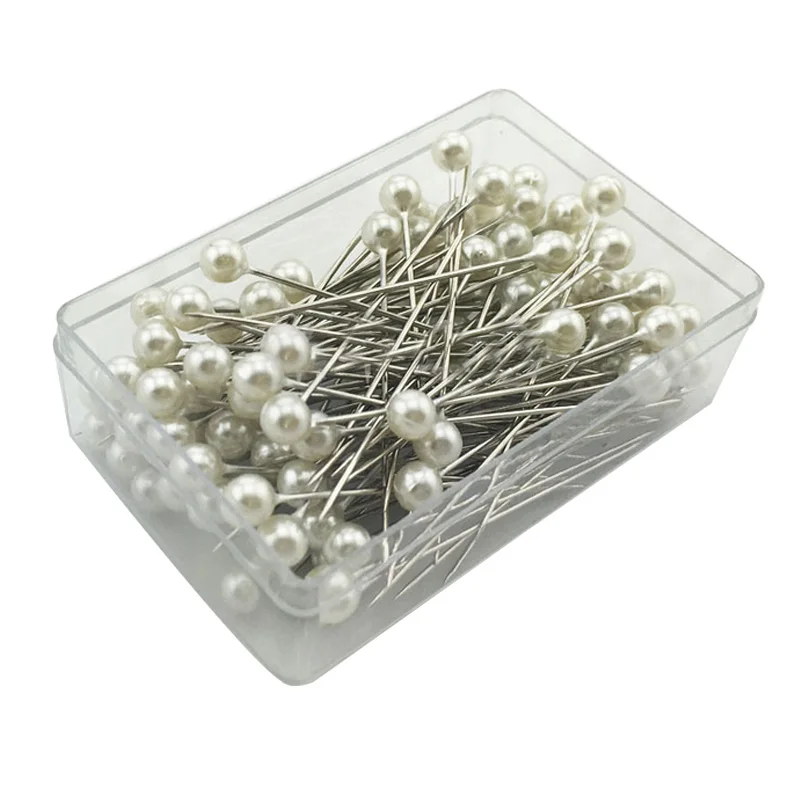 White 100 шт./компл. 36 мм игла с Бусиной с круглой головкой Костюмы Pin швейные булавки Diy Украшения шпильки игла швейной фурнитуры - Цвет: White