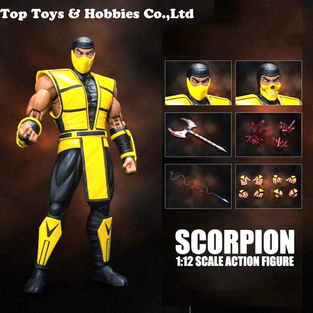 

IN stock 1/12 CYRAX Mortotal Kombat / Scorpion of Mortal Combat Figure Set 6'' Doll Model Collection holiday gift