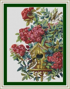

25-K-150. Roses and birds Counted Cross Stitch 11CT 14CT 18CT DIY Cross Stitch Kits Embroidery Needlework Sets