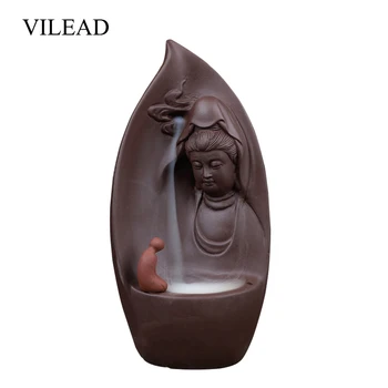 

VILEAD 19cm Ceramic Zen Buddhism Reflux Incense Burner Figurines Creative Blackflow Incense Holder Crafts Home Decor Hogar Gifts