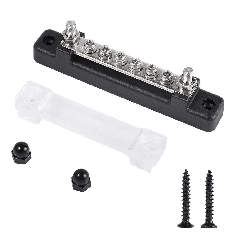 6 Terminal Bus Bar with Transparent Cover 150A Power Distribution for Car Boat Marine Caravan RV