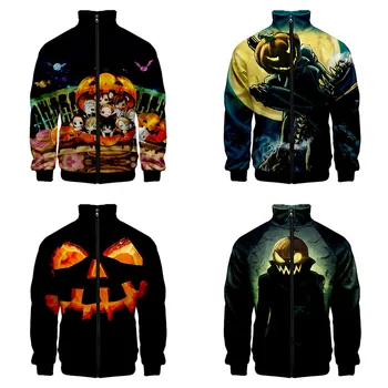 

Halloween 3d Stand Collar Hoodie Costume Print Fashion Men Women Zipper Hoodies Jacket Long Sleeve Unisex 3D Sweatshirts Top 4XL