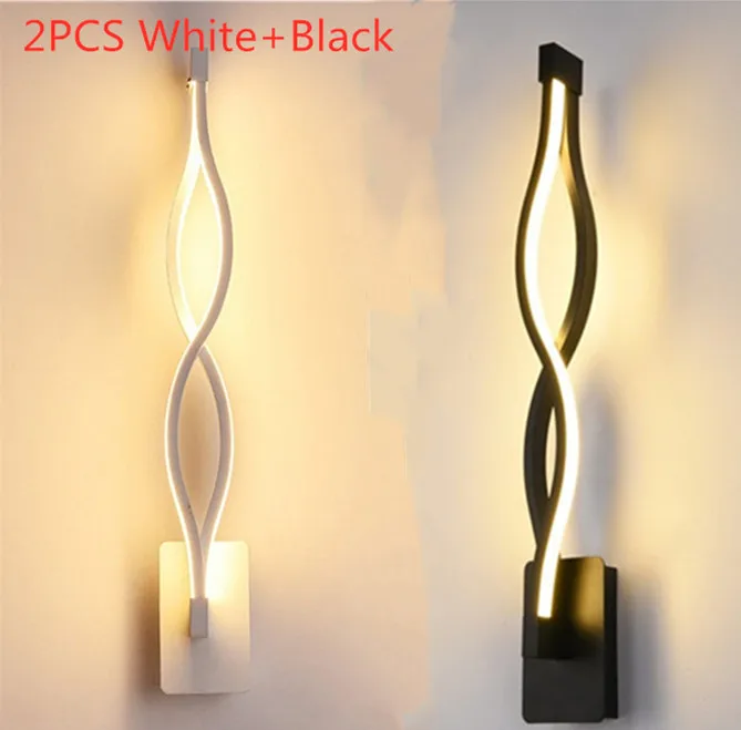 2pcs White-Black 1/2 шт. современный минималистский светодиодный настенные светильники Спальня прикроватные 16 Вт AC96V-260V светодиодный Бра Настенные светильники для прохода в wandlamp домашнего декора - Цвет абажура: 2pcs White-Black