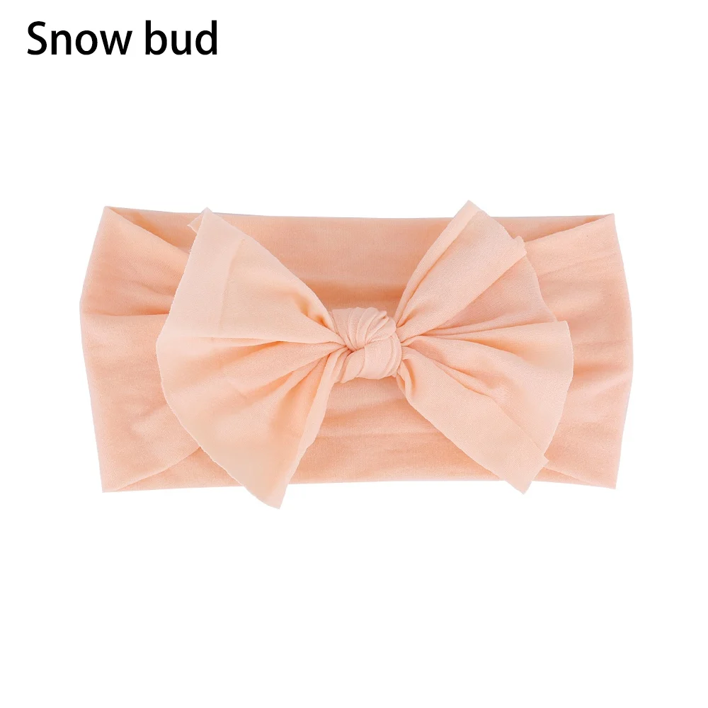 Snow bud Милая нейлоновая повязка на голову с бантом для малышей Эластичный Тюрбан повязка для волос бант для девочек волосы группы детей осенние аксессуары для волос - Цвет: Snow bud