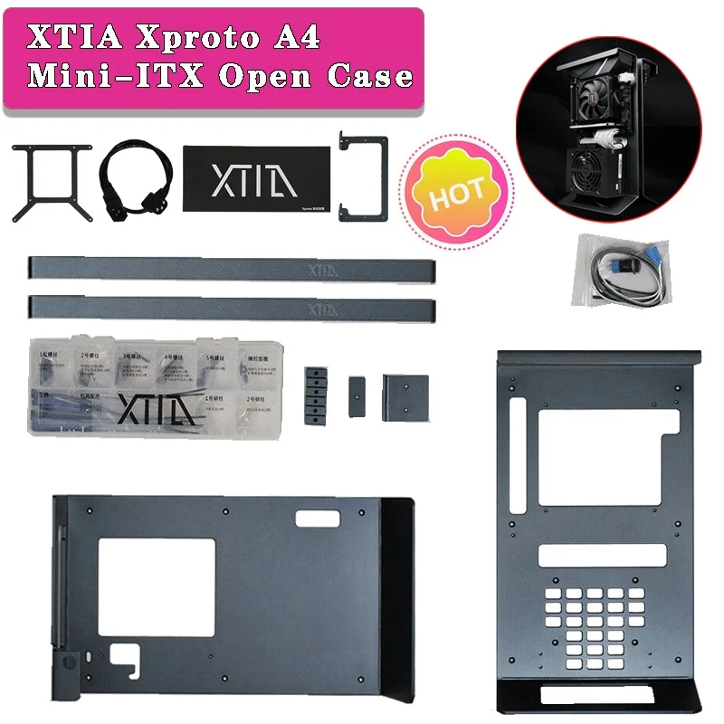 XTIA Xproto A4 MiniITX Open Case Mini Tower Case Dark Grey Computer