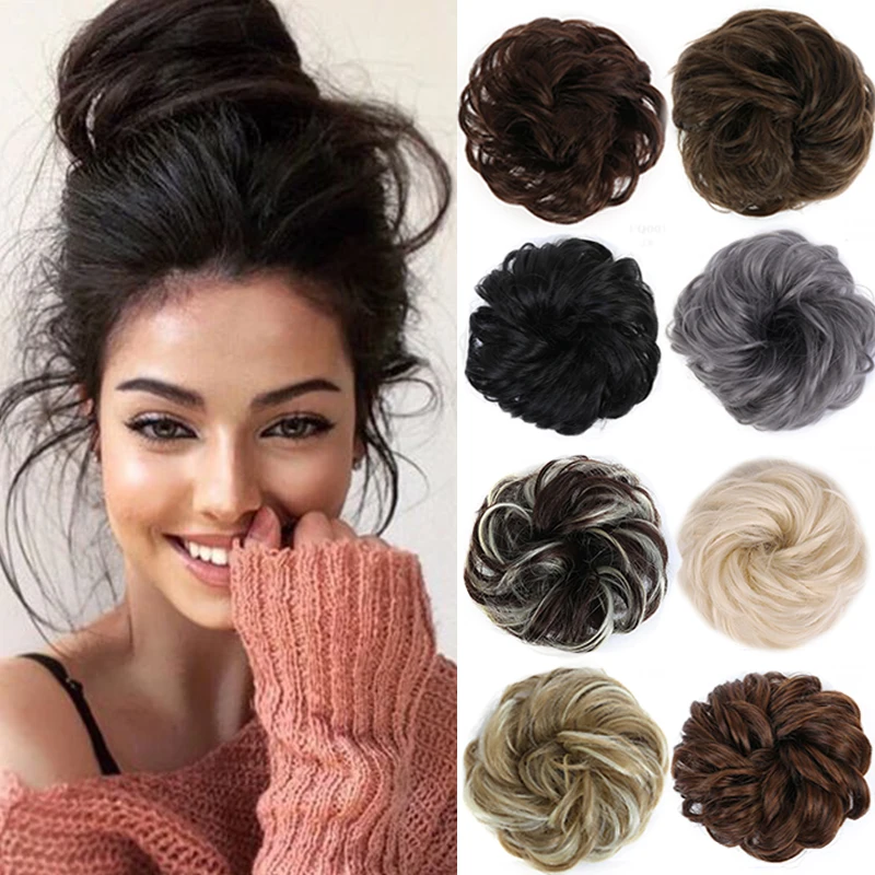

LUPU Synthetic Scrunchie Chignon With Rubber Band Messy Hair Bun Natural Fake Hair Pieces For Women High Temperture Fiber