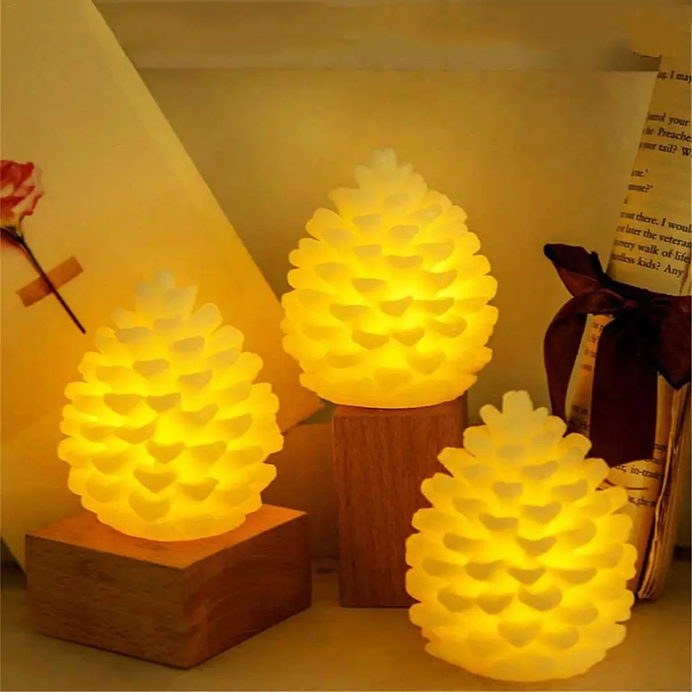 Pinecone в форме Led ночник настольная лампа Рождественские настольные лампы украшения электрическая свеча сосновый конус беспламенная лампа домашний декор