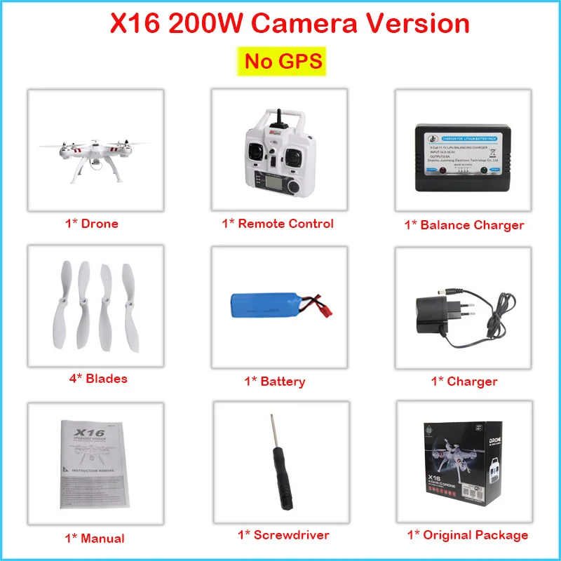 BAYANGTOYS X16 бесщеточный wifi FPV с 2MP HD камерой 2,4G 4CH 6 Автоматическая ось обратная сторона функция полета RC Квадрокоптер RTF - Цвет: 200w Camera No GPS