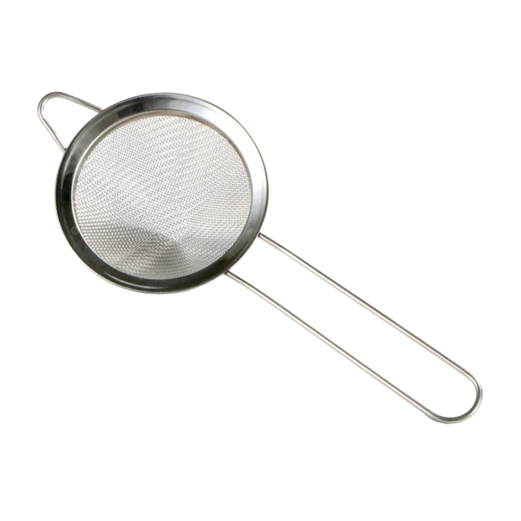 tainless Steel Mesh Oil Skimmer Soup Strainer Flour Colander Sifter Oil Skimmer Soup Strainer Flour Sieve Cocktail Strainer