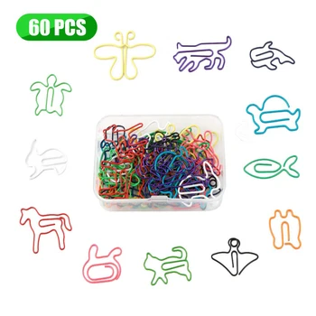 

60pcs Smooth Metal Multicolor Paper Holder Office Supplies Bookmark School Clips Animal Shape Gift Student Cute Kids