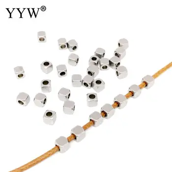

100pcs/Bag Silver Plated Stainless Steel Spacer Beads Loose Beads Big Hole Positioning Beads Diy Charm Bracelets Jewelry Making