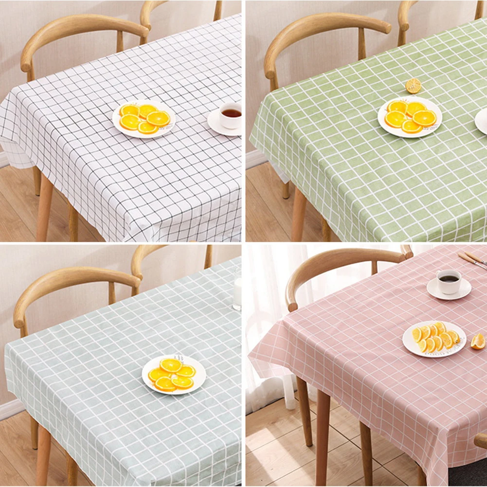 Plaid Pattern Kitchen Table Cover Waterproof Heat Resistant Tablecloth Decor Home Kitchen Decoration