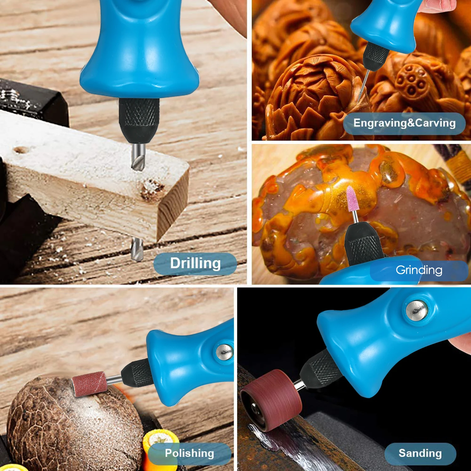 Intelligent Digital Display Electric Grinder Speed Adjustable Digital Display Screen LED Lighting Electric Grinder H-003 Blue