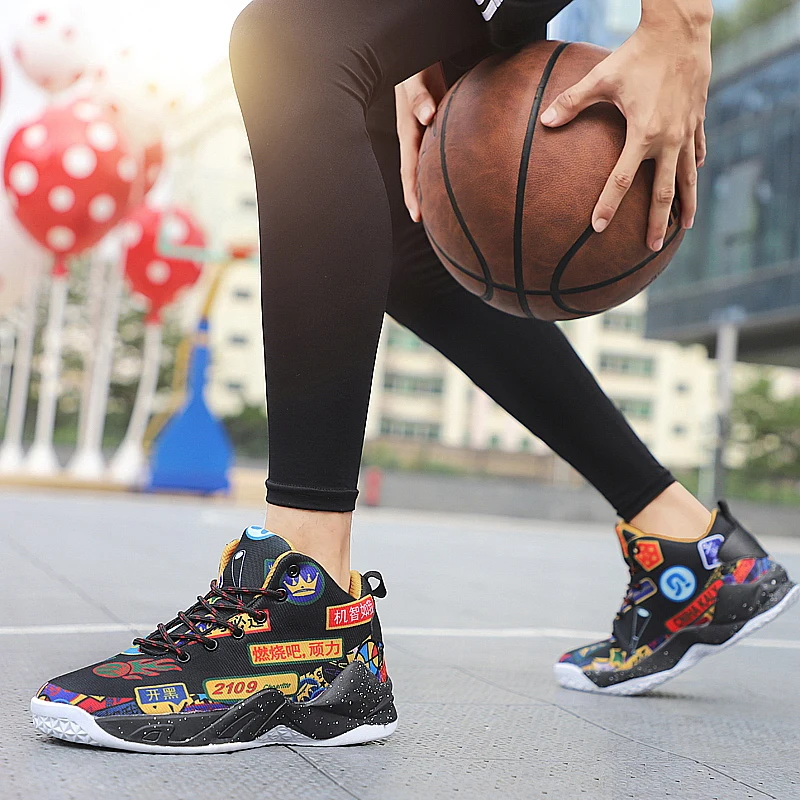 Мужские и женские баскетбольные кроссовки для пары, уличные баскетбольные кроссовки, амортизирующие кроссовки для баскетбола, дышащие уличные спортивные кроссовки