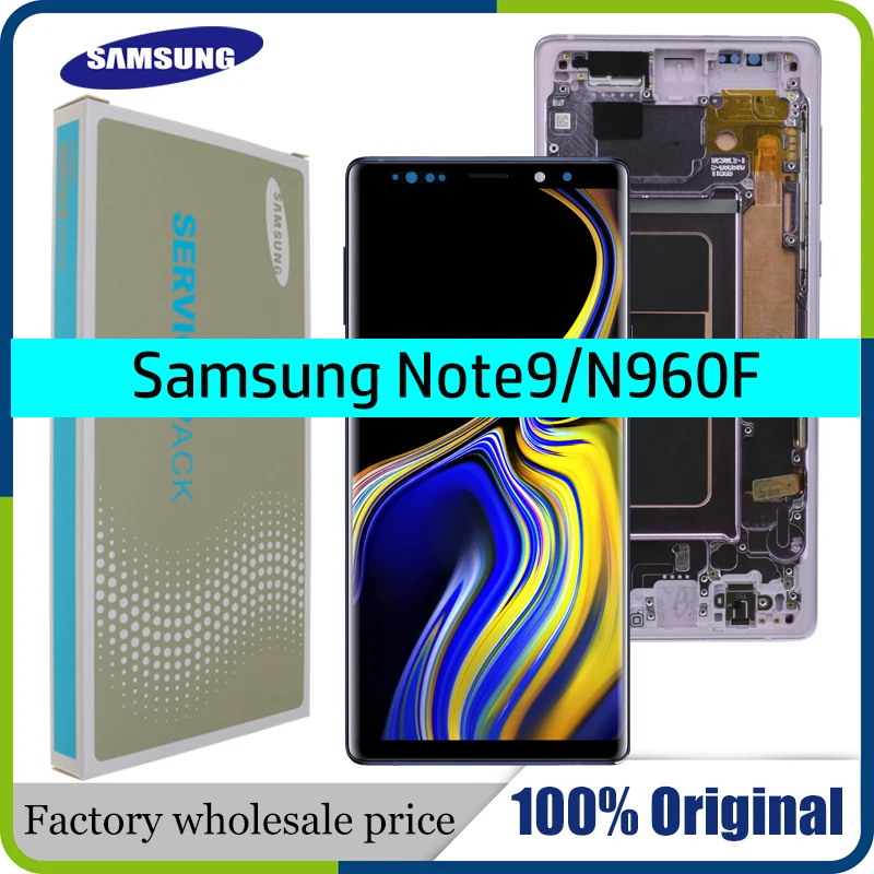 Сенсорный ЖК экран с рамкой 6 4'' для SAMSUNG GALAXY Note 9 Note9 N960D N960F|Экраны мобильных