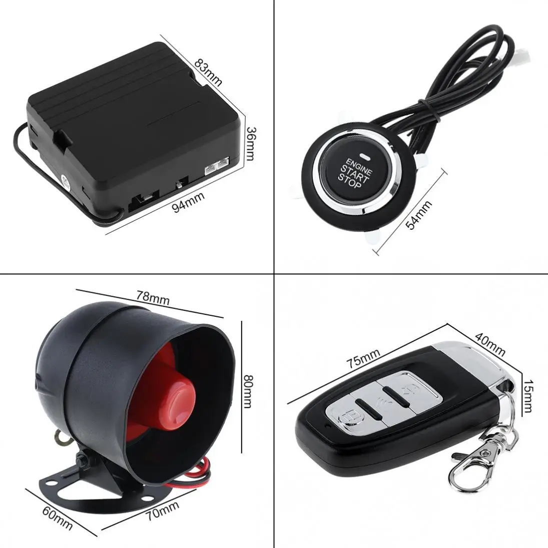 PKE 433MHz Car Smart Alarm Remote Initiating System Start Stop Engine System with Auto Central Lock and Keyless Entry