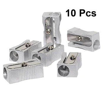 

Pack of 10 Pencil Sharpener 1-Hole Rectangular Aluminium Alloy Small Poratble Pencil Sharpeners for Most Size Pencils