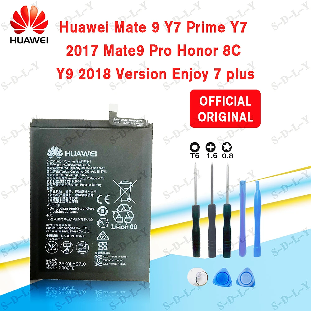 Original HB396689ECW 4000mAh Battery for Huawei Mate 9 Y7 Prime 2017 Mate9 Pro Honor 8C Y9 2018 Version Enjoy 7 Plus | Мобильные